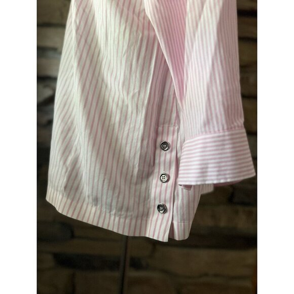 TALBOTS Pink-White Stripe Non-Iron size 18 WP Perfect Tunic - Picture 2 of 9
